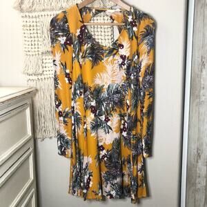 onetheland yellow floral long sleeve dress